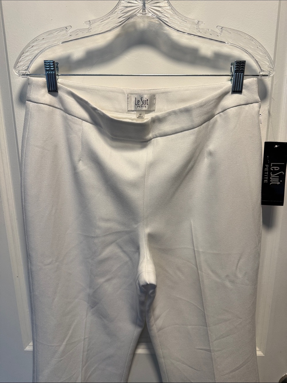 Le Suit White Ponte Side Zipper Trousers - Petite